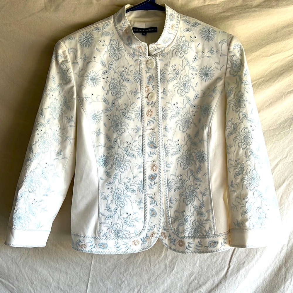 ISABELLA DeMARCO Button up Jacket- blue white floral